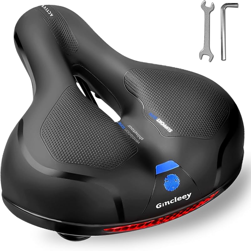 Wide Memory Foam Bike Seat with Dual Shock Absorbers, Soft Universal C