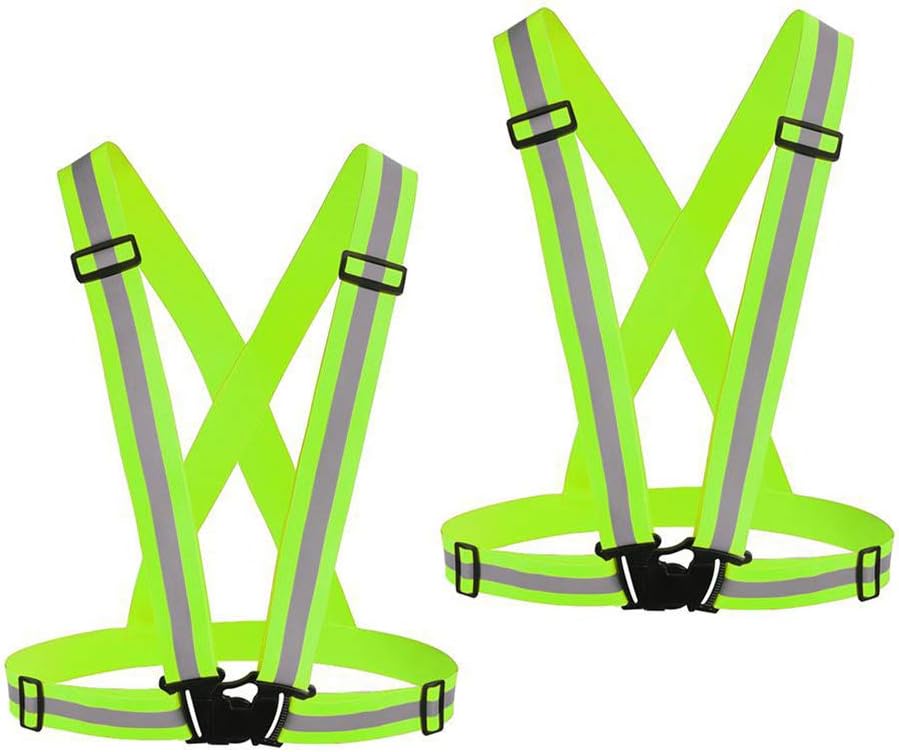 Chiwo 2-Pack Reflective Running Vest, Adjustable High-Visibility Safet