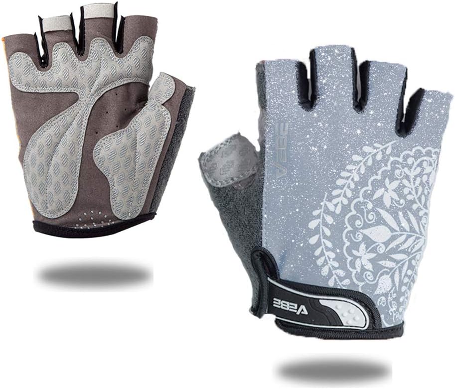 VEBE Women's Non-Slip Shockproof Short Finger Cycling Gloves for Outdo