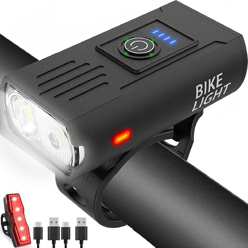 Victoper USB Rechargeable Bike Light Set, Super Bright 6+4 Modes, Wate