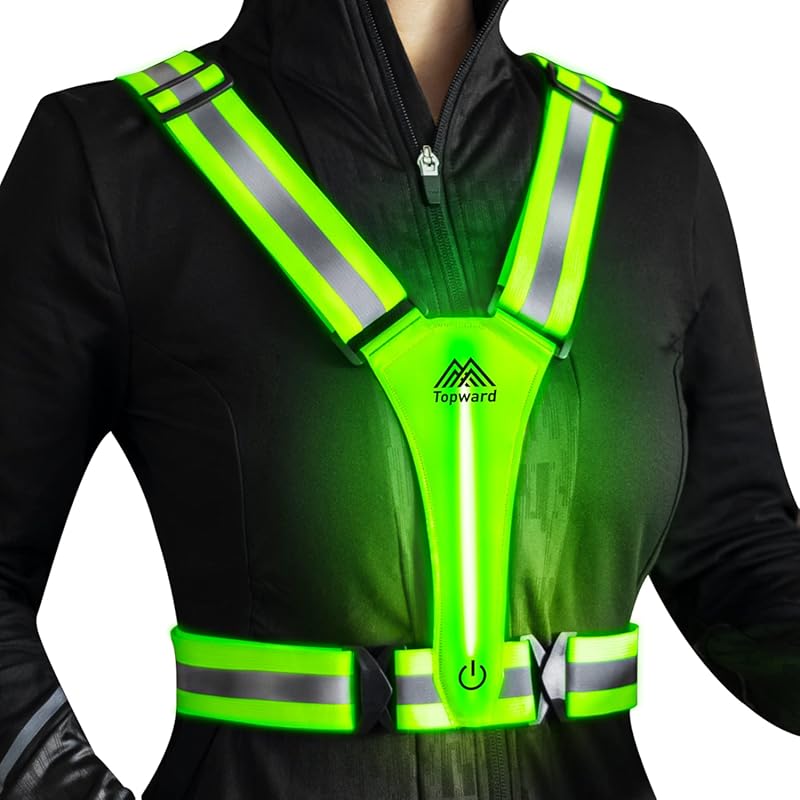 LED Reflective Safety Vest for Night Walking and Cycling, High-Visibil