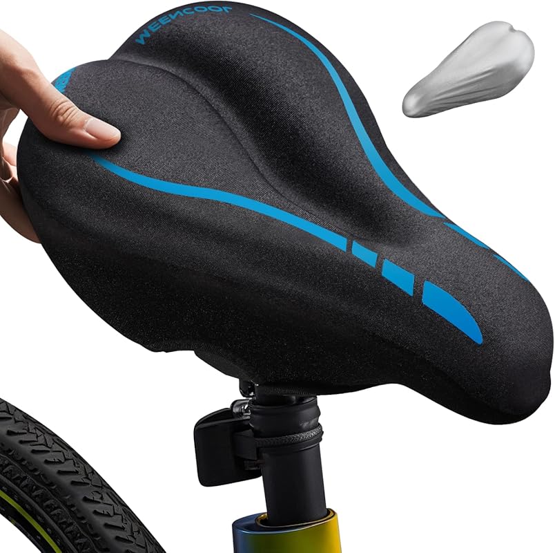 MEENCOOL Gel Padded Bike Seat Cushion Cover, Adjustable Velcro Comfort