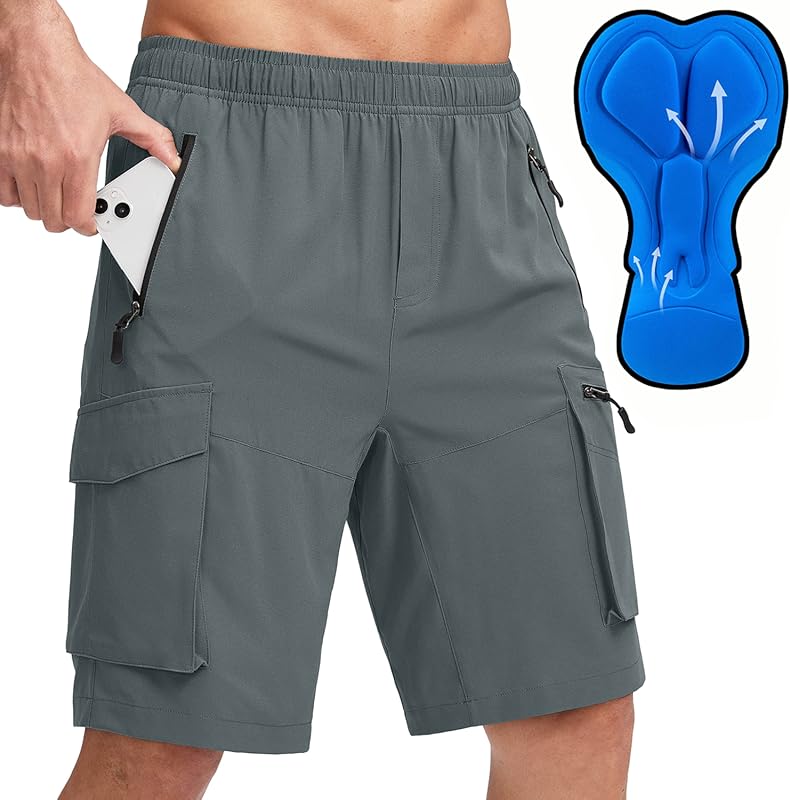 Bikewa Men's Loose-Fit Mountain Bike Shorts with 3D Padding and Zipper