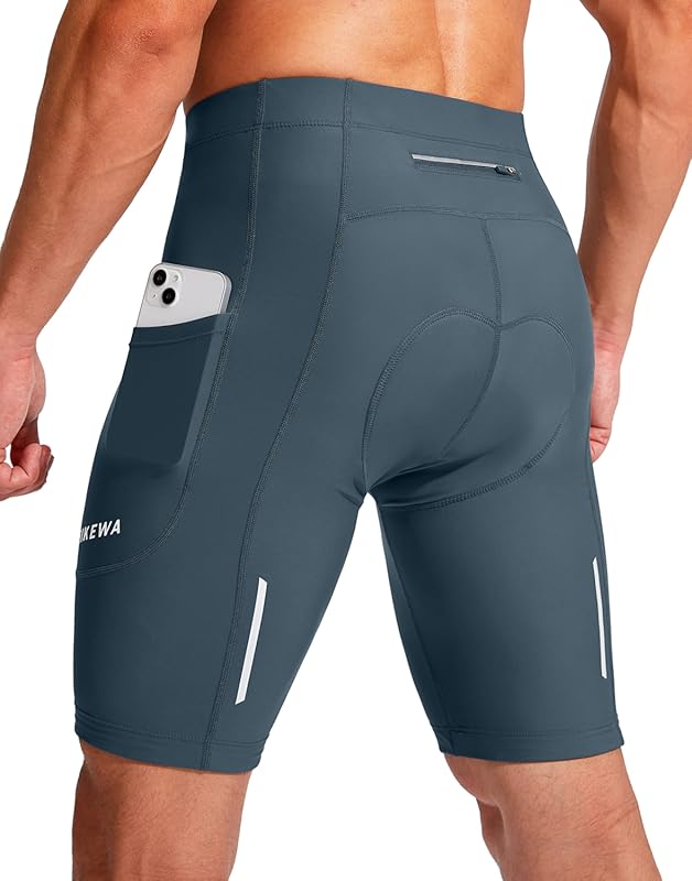 Bikewa Men's 3D Padded Bike Shorts with UPF 50+, Zipper Pockets for Cy