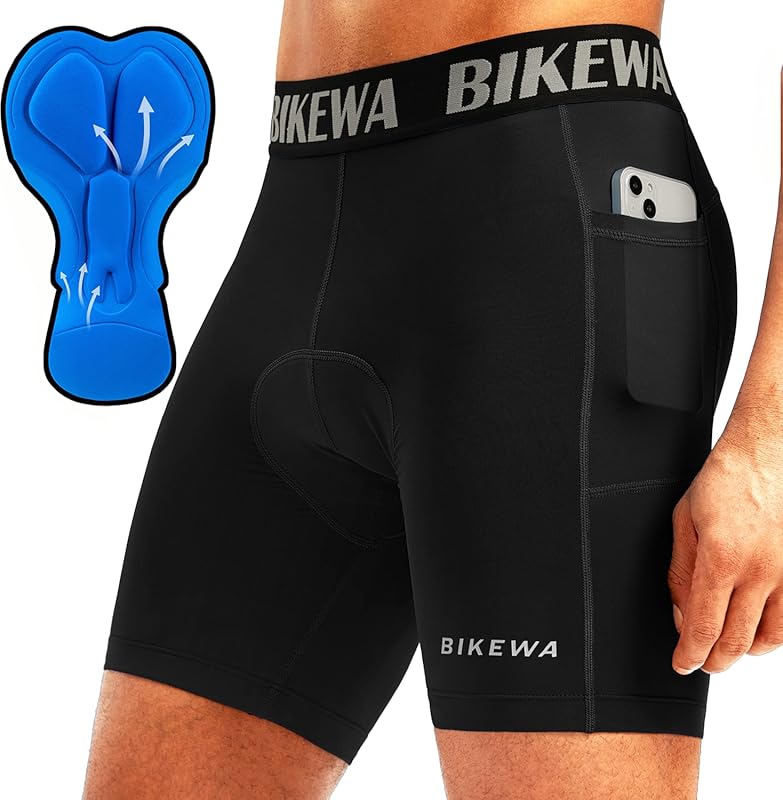 Men's 4D Padded Bike Shorts with Side Pockets for Cycling Comfort