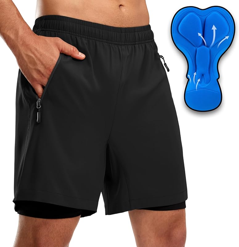 Bikewa Men's Loose-Fit Mountain Bike Shorts with 3D Padding and Zipper