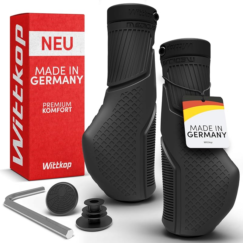 Wittkop Bike Grips with 3-Zone Ergonomic Design, Non-Slip Comfort, Mad