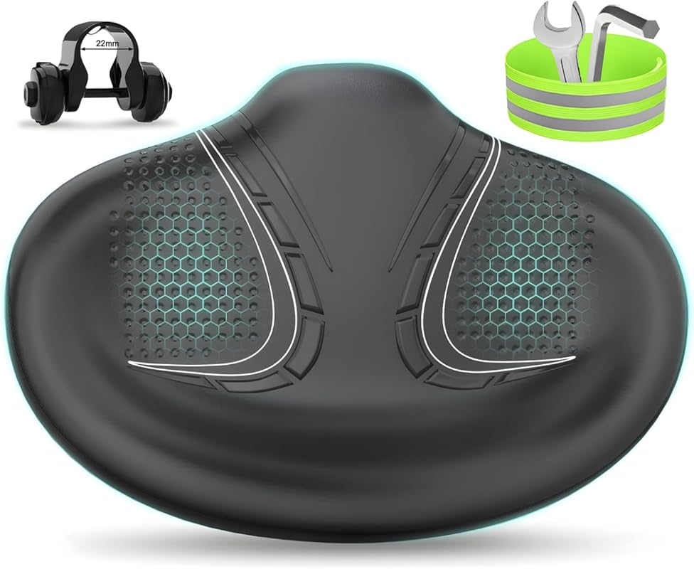 BLUEWIND Noseless Oversized Bike Seat with Backrest, Wide Comfort Sadd