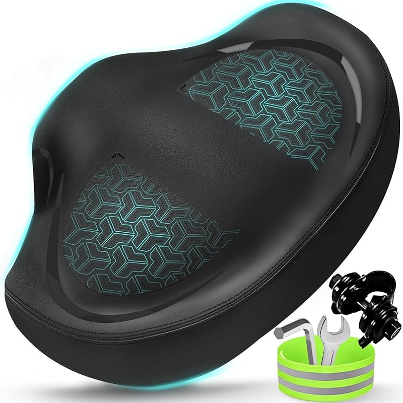Noseless Bike Seat Cushion with Extra Padding, Wide Oversized Saddle f