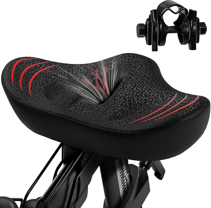 Upgrade Oversize Bike Seat, Extra Wide Noseless Memory Foam Saddle for
