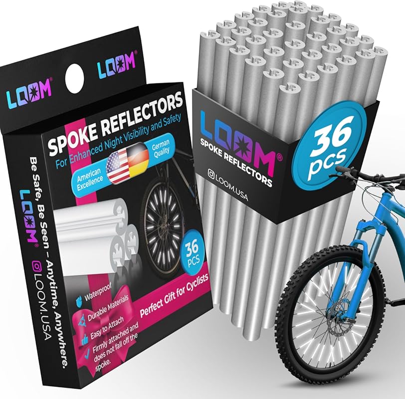 LOOM Reflective Bike Spoke Clips Set, 36-Piece 8cm High-Visibility Whe