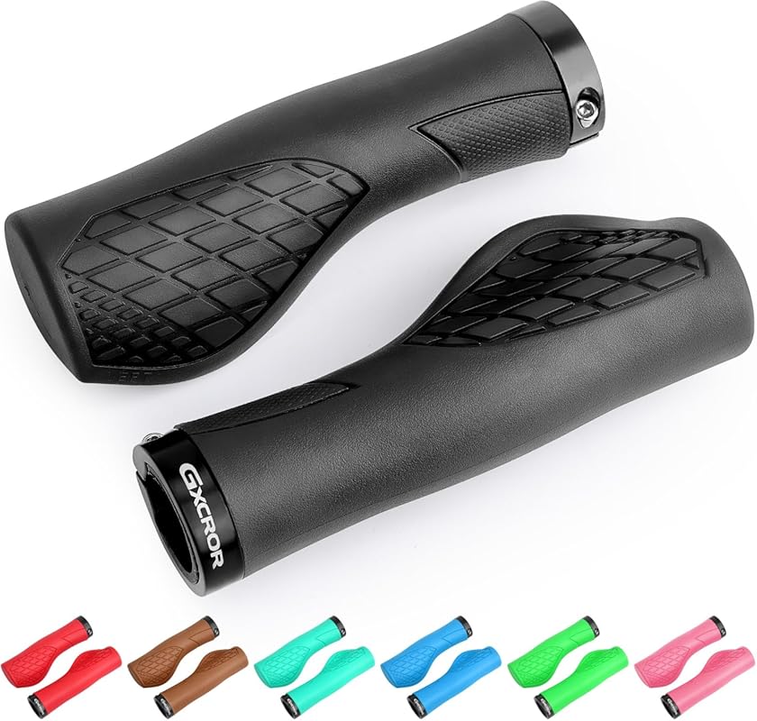 GXCROR Ergonomic Bike Grips, Shock-Absorbing Silicone, 3D Non-Slip Pat