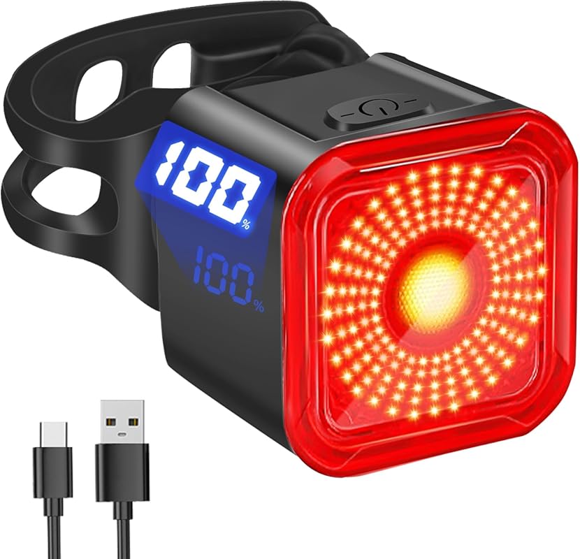 DARKBEAM Bike Tail Light, LED Display Screen, USB-C Rechargeable, 6 Mo