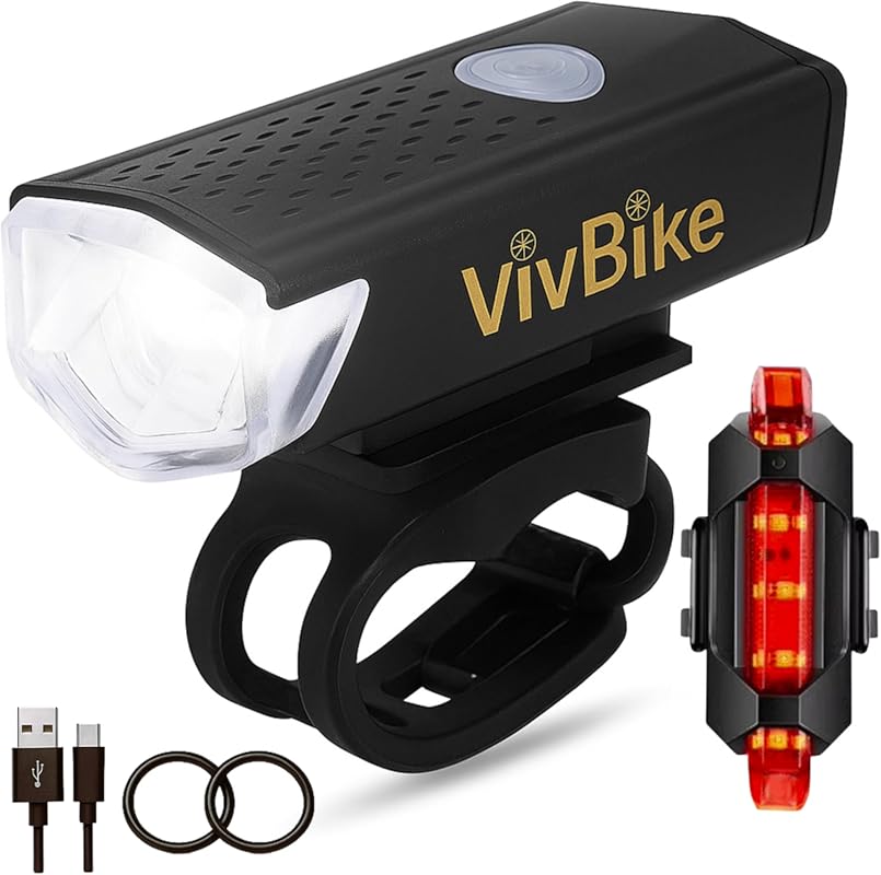 HerTime2 VivBike USB-C Rechargeable LED Bike Headlight, Waterproof Mul