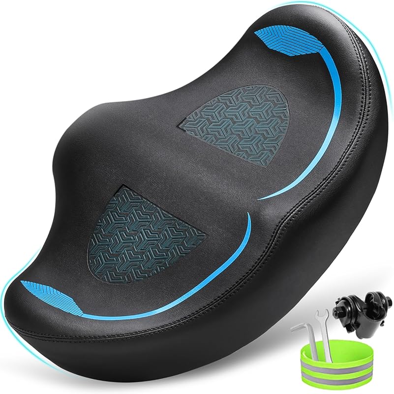 CDYWD Noseless Oversized Bike Seat, Extra Wide Padded Comfort Saddle f