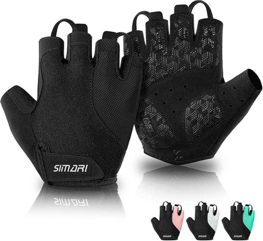 SIMARI Gel Pad Cycling Gloves, Shock-Absorbing Breathable Bike Gloves