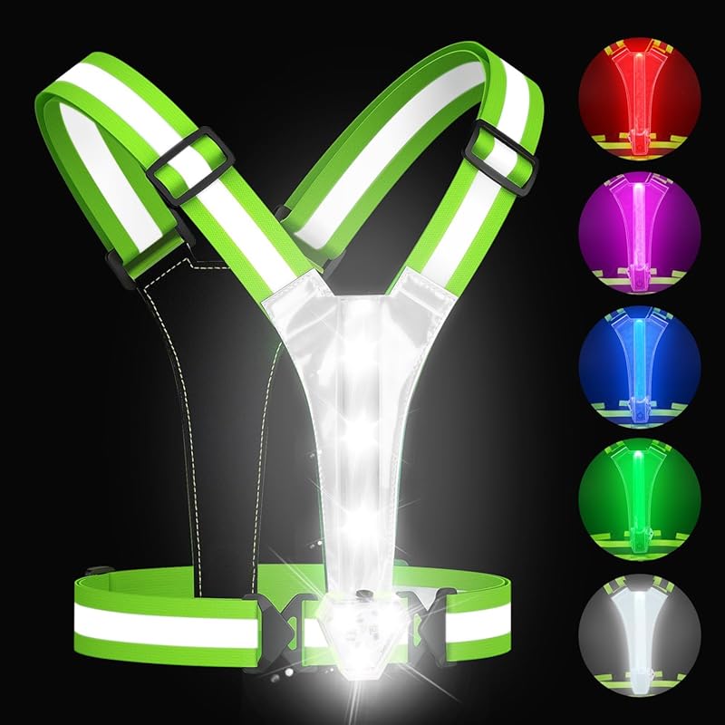 Zacro LED Reflective Vest with 500LM Chest Light, Rechargeable High-Vi