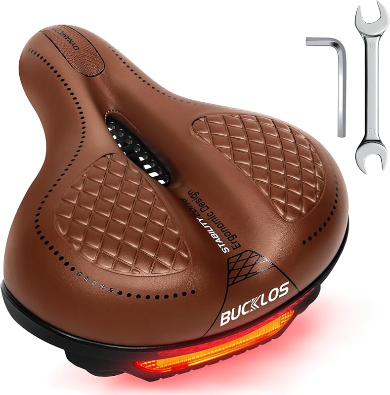 BUCKLOS Comfortable Bike Seat Cushion, Wide Memory Foam Padded Saddle