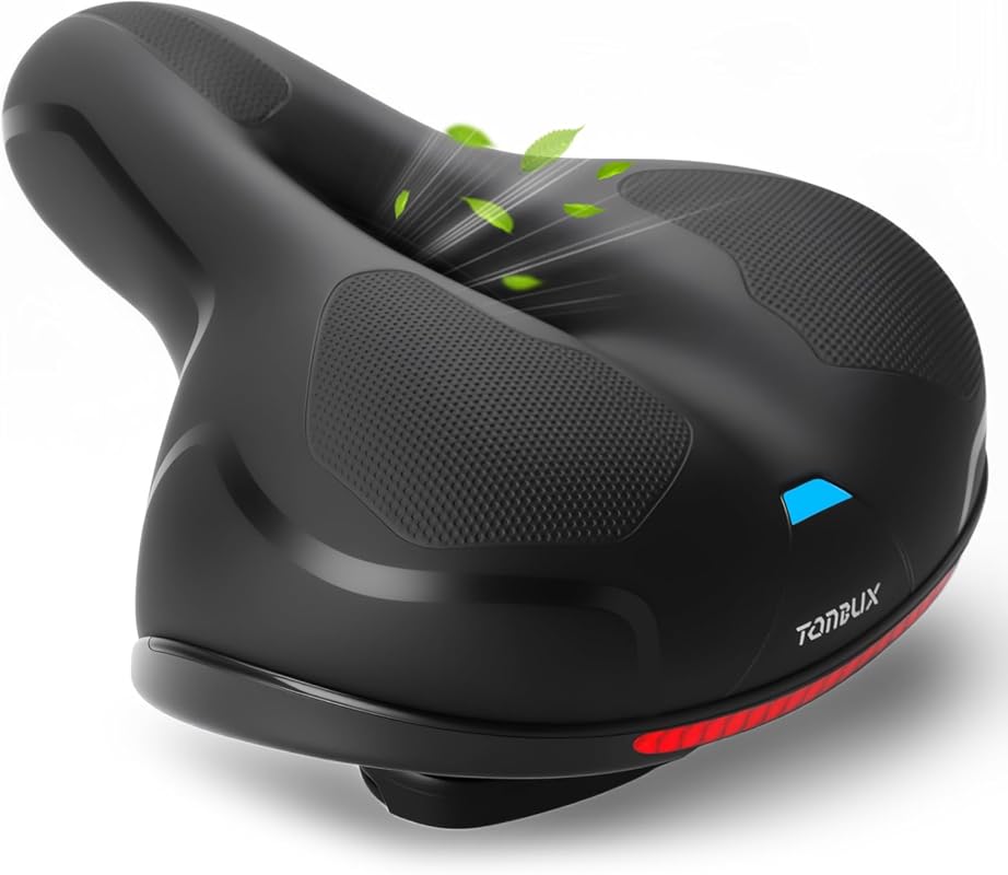 TONBUX Comfortable Bike Seat with Dual Shock Absorbers, Memory Foam Wa