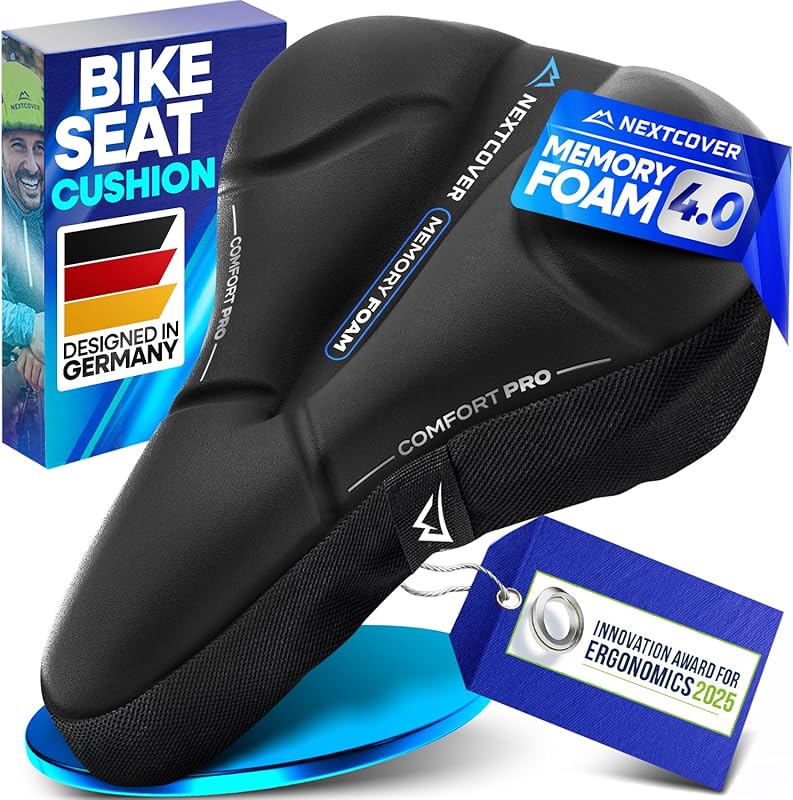 Nextcover CoverPro Memory Foam Bike Seat Cushion, Ergonomic Gel Padded