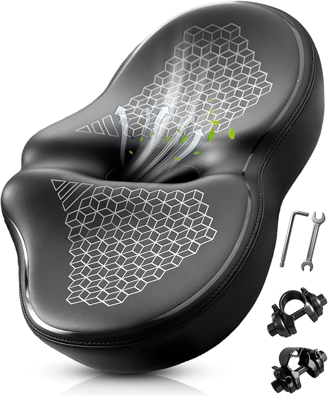 Noseless 2026 Upgrade Oversized Bike Seat with Extra Wide Padded Comfo