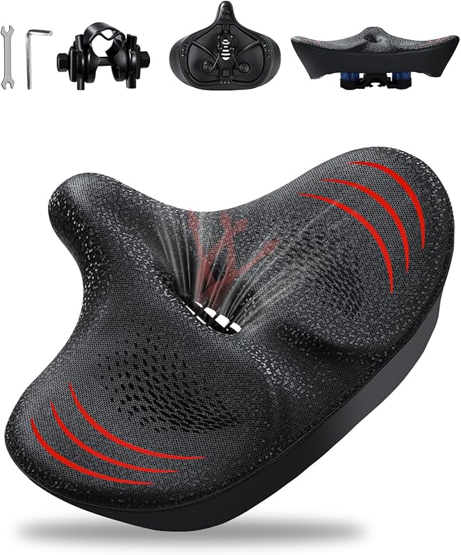 2026 Oversized Bike Seat with Waterproof Memory Foam, Fits Peloton and