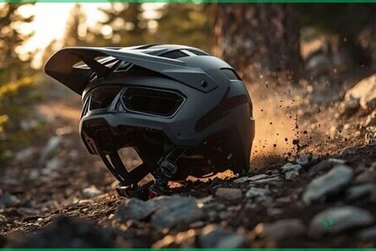 Rider wearing a lights e-bike helmet at dusk on a city street