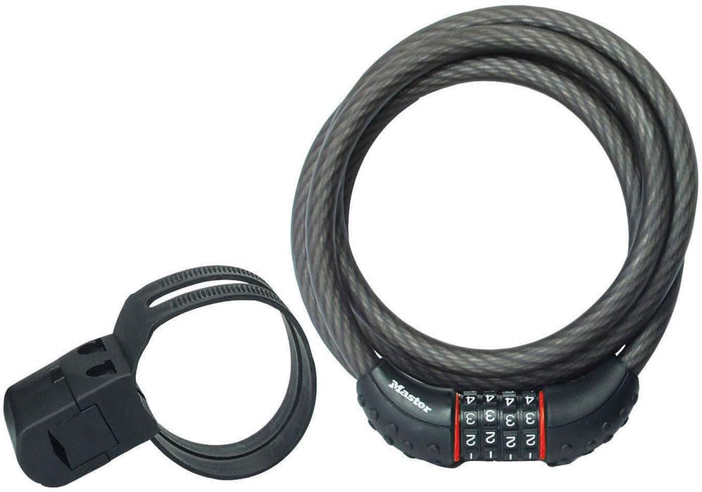 Master Lock 8122D Bike Cable Lock, 6ft Resettable Combination, Vinyl C