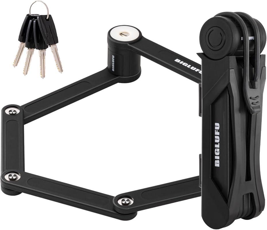 Alloy Steel Folding Bike Lock, Heavy-Duty Fold Chain with 4 Keys and M