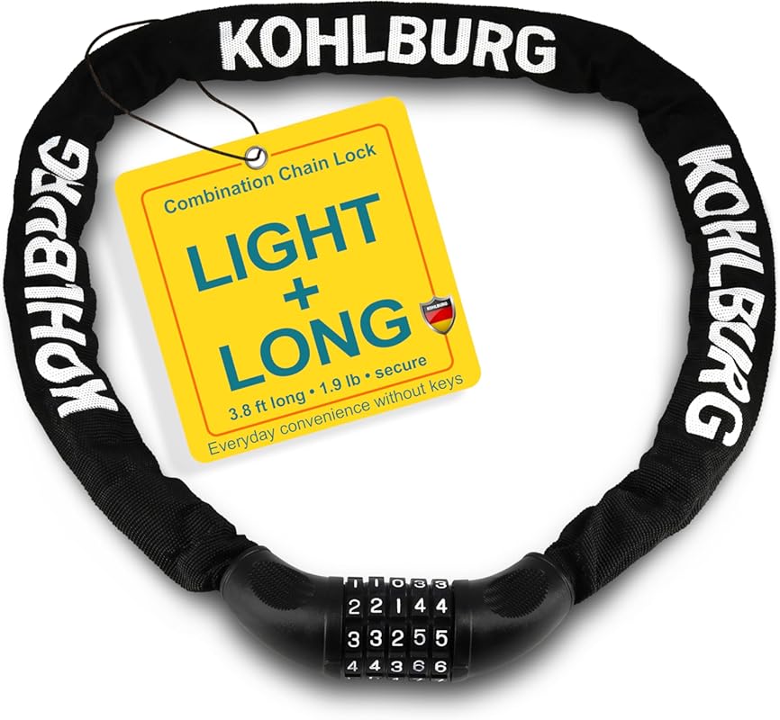 KOHLBURG 5-Digit Extra Long Bicycle Combination Lock, 3.8-Foot Heavy D
