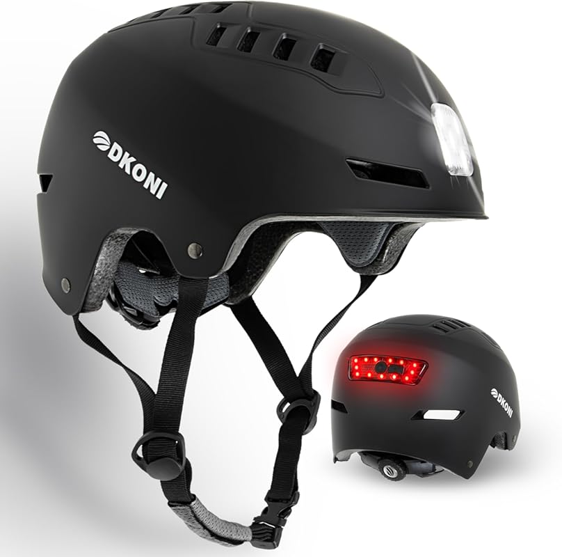 DKONI Bike Helmet with USB Rechargeable Front and Rear LED Lights for 