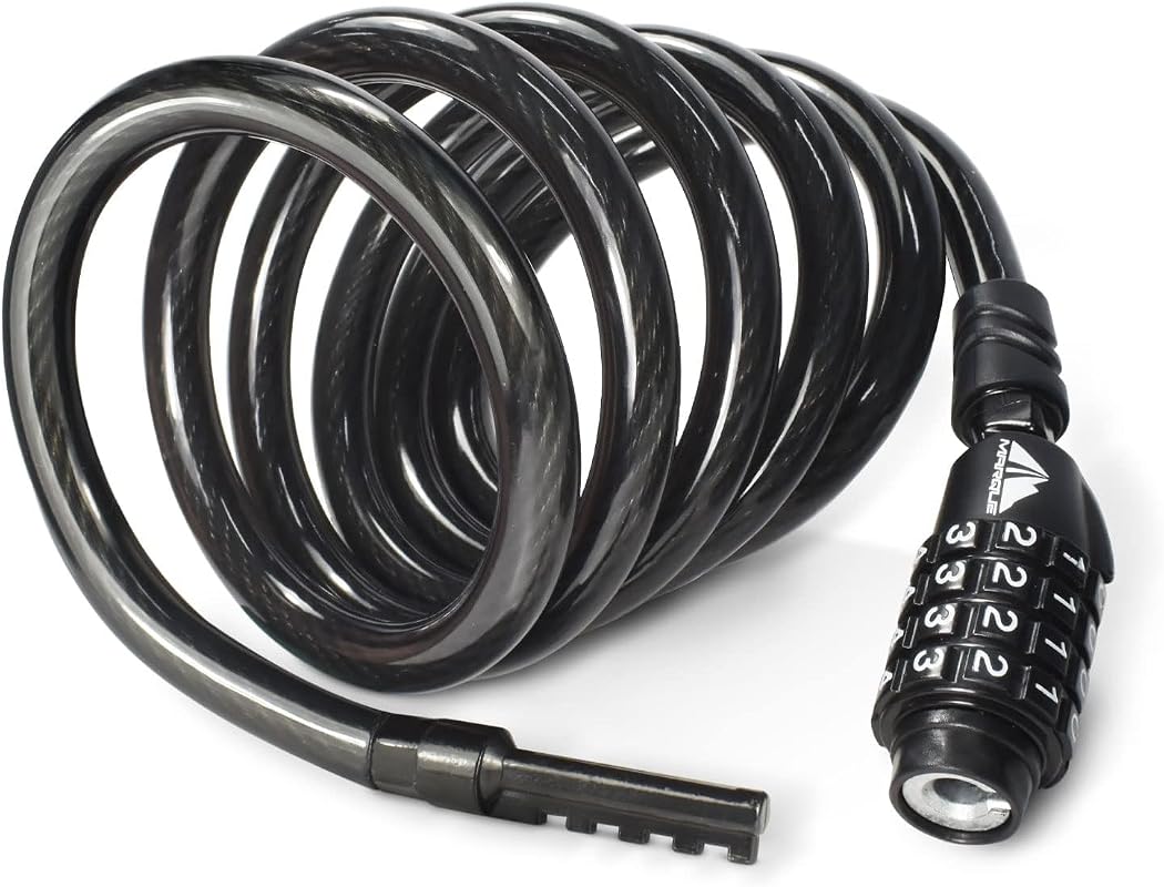 MARQUE 5 Ft Resettable Combination Bike Cable Lock, Anti-Theft Coiled 