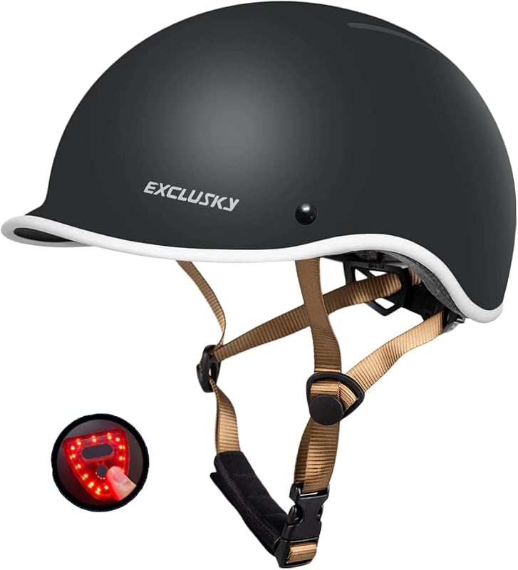 Exclusky Adult Bike Helmet with USB Rechargeable Rear Light and Adjust