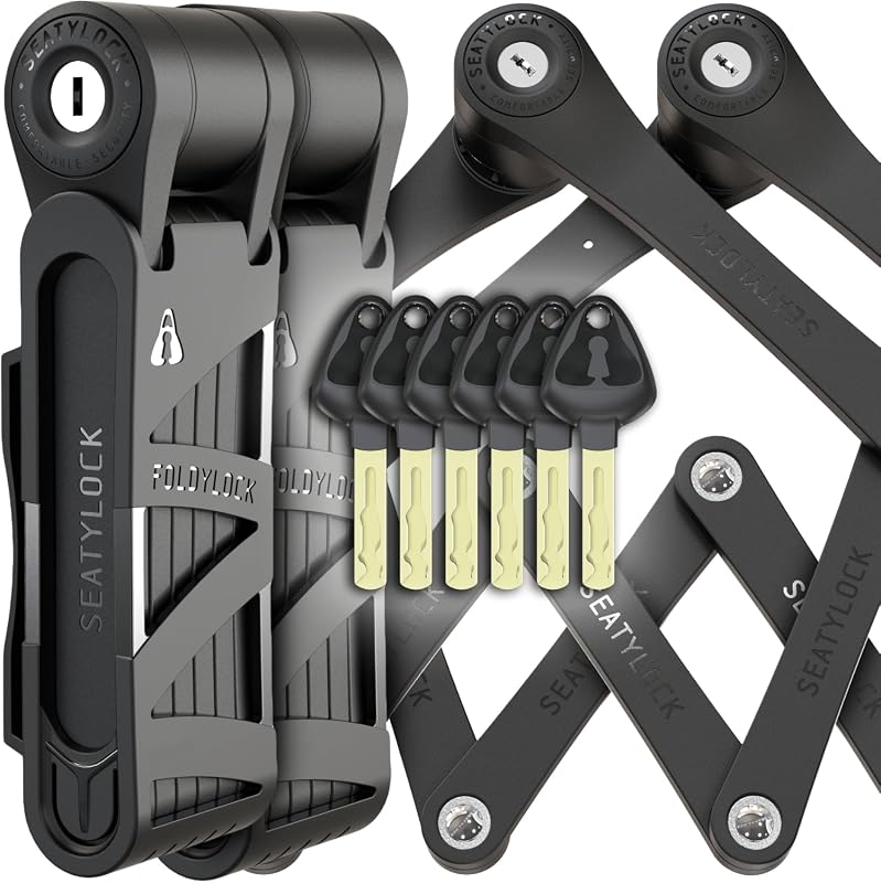 Seatylock FoldyLock Compact Folding Bike Locks, Set of 2 with 6 Identi