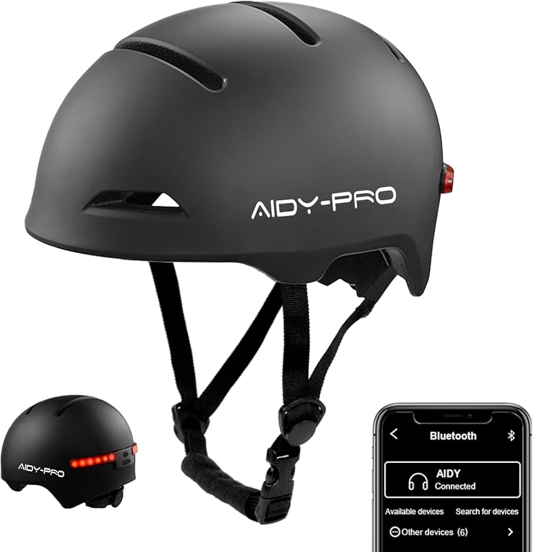 AIDY-PRO Smart Bike Helmet with Bluetooth, Speakers, Microphone, and R