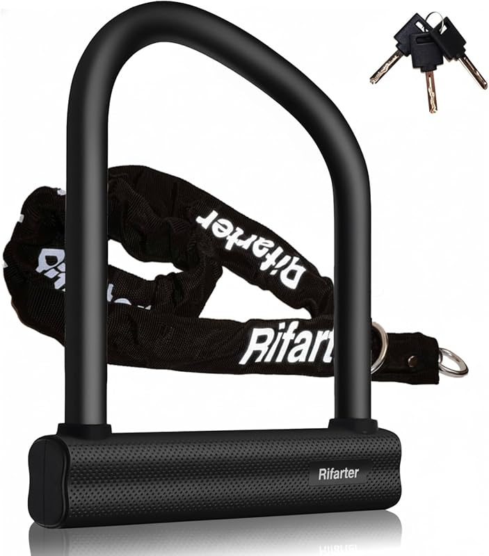 Heavy-Duty Bike U Lock with 18mm Shackle, 4-Foot Chain, and 3 Keys for