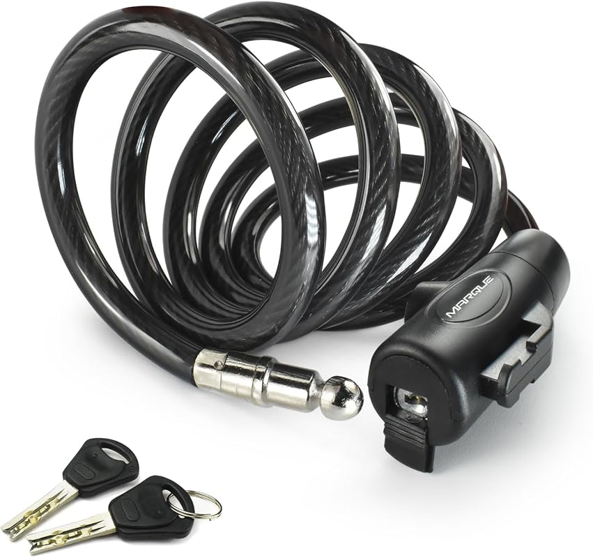 MARQUE Bike Lock with Key, 4 FT Coiled Anti-Theft Security Cable with