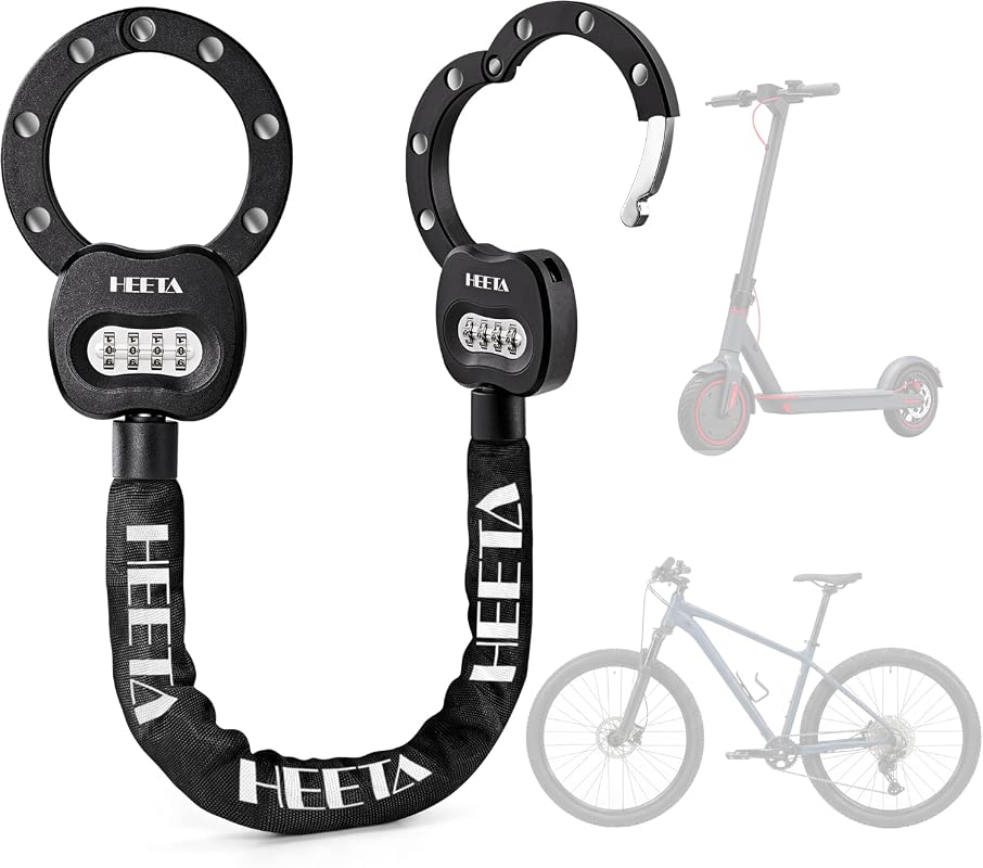 HEETA Electric Scooter Lock with 4-Digit Combination Chain and Securit