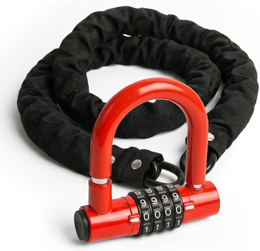 Mini U Lock 4-Digit Bike Chain Lock, 3.3-Foot Steel Anti-Theft Combo