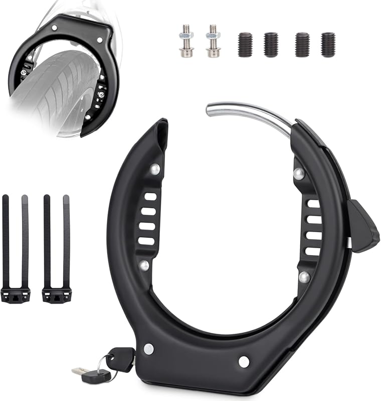 Heavy-Duty Bike Frame Lock with One-Push System, Keys, and Mounting Br