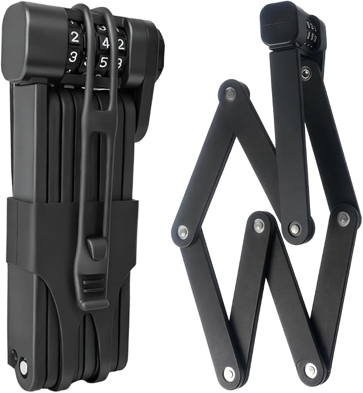 Combination Folding Bike Lock, Heavy-Duty Key-Free Anti-Theft Lock for