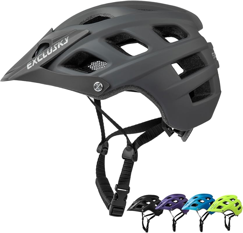 Exclusky Adult Mountain Bike Helmet, Lightweight MTB Cycling Helmet with Adjustable Fit and Visor
