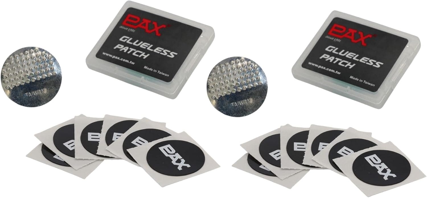 PAX 14-Piece Glueless Self-Adhesive Bike Tire Patch Kit, 24mm Round, Instant Repair