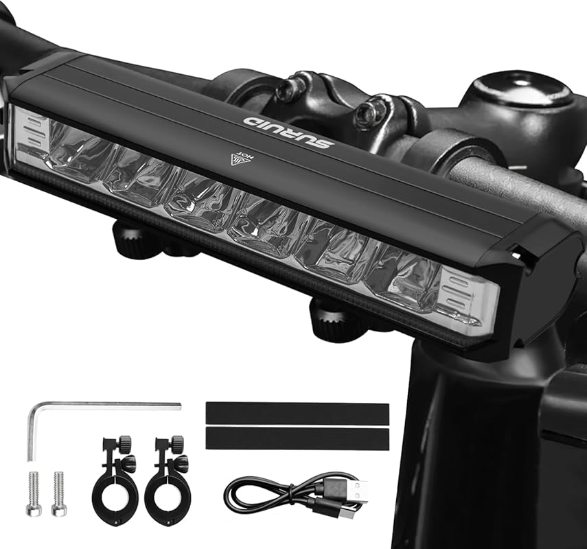 Suruid Super Bright USB Rechargeable Waterproof LED Bike Headlight for MTB and Commuting