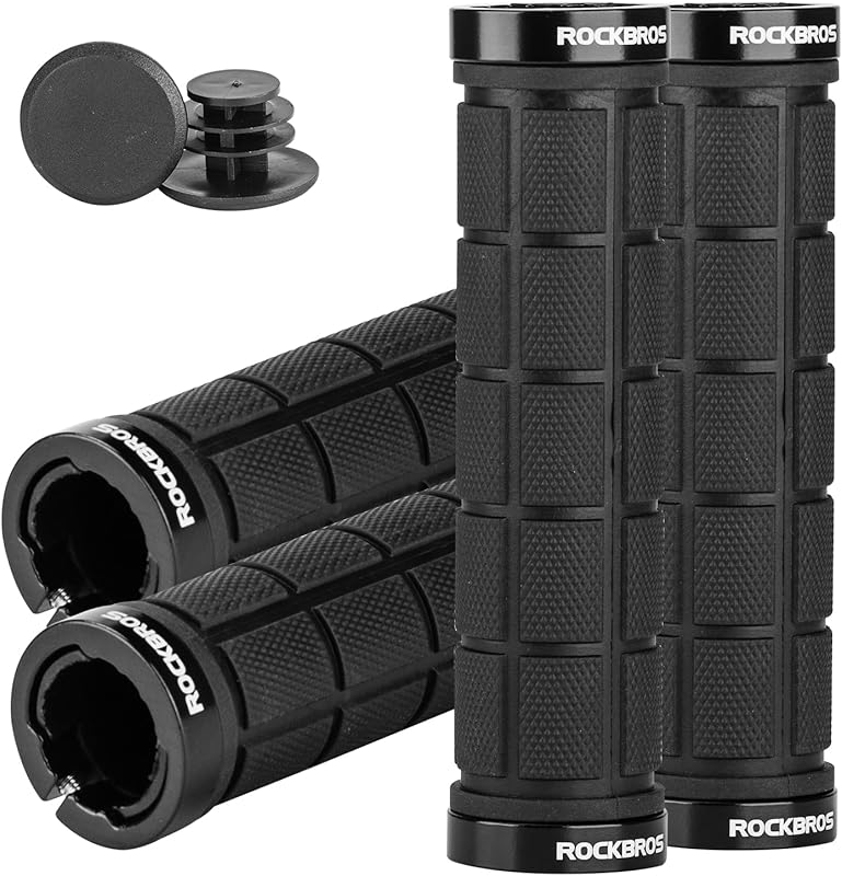 ROCKBROS 4-Piece Double Lock-On Bike Handlebar Grips, Anti-Slip Comfort for MTB and Cruiser Bikes