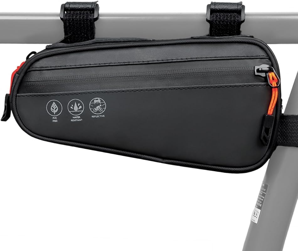 Triangle Bike Frame Bag with Side Pockets, Waterproof 3-in-1 Top Tube Storage for MTB and Road Bikes