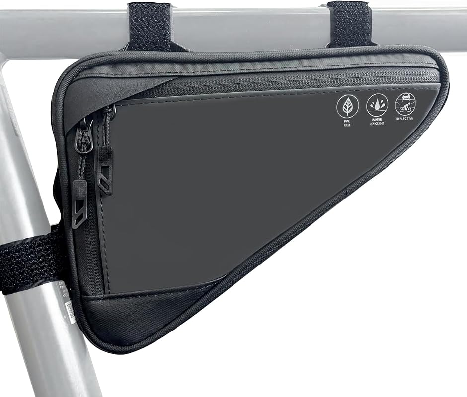 Reflective Water-Resistant Bike Frame Bag, 2L Triangle Storage Pouch for Mountain and Road Bikes