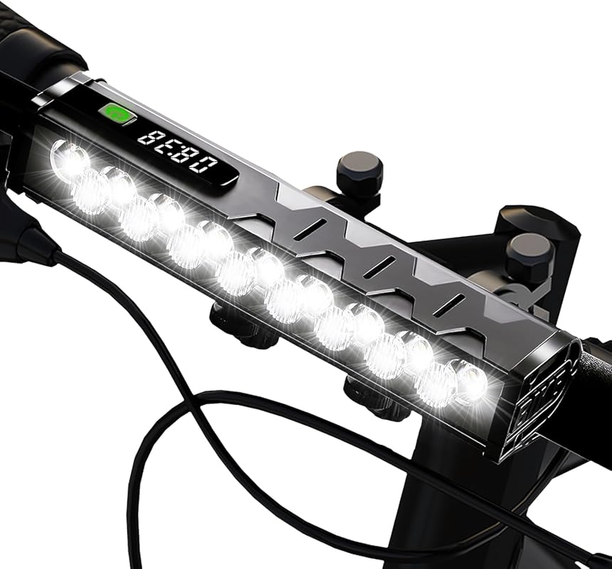 4800 Lumen USB-C Rechargeable 17-LED Bike Light, IP65 Waterproof Headlight for Night Riding