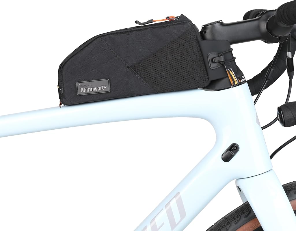 Rhinowalk Waterproof Bike Top Tube Bag with Dual Mesh Pockets, 1.2L Storage for MTB and Road Bikes