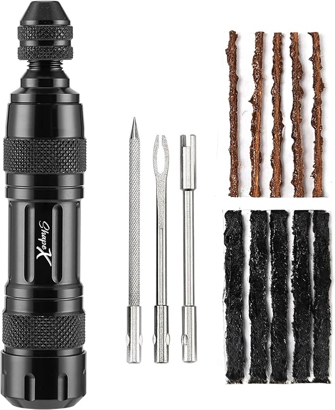 ShapeX Tubeless Tire Repair Kit for MTB Bikes, Reamer, Plug Tool, Valve Core, Bacon Strips